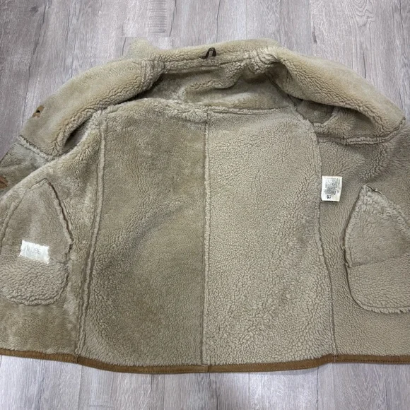 Vintage Taube Collection London Size Beige Brown Shearling Sheepskin Coat Medium - Picture 10 of 10